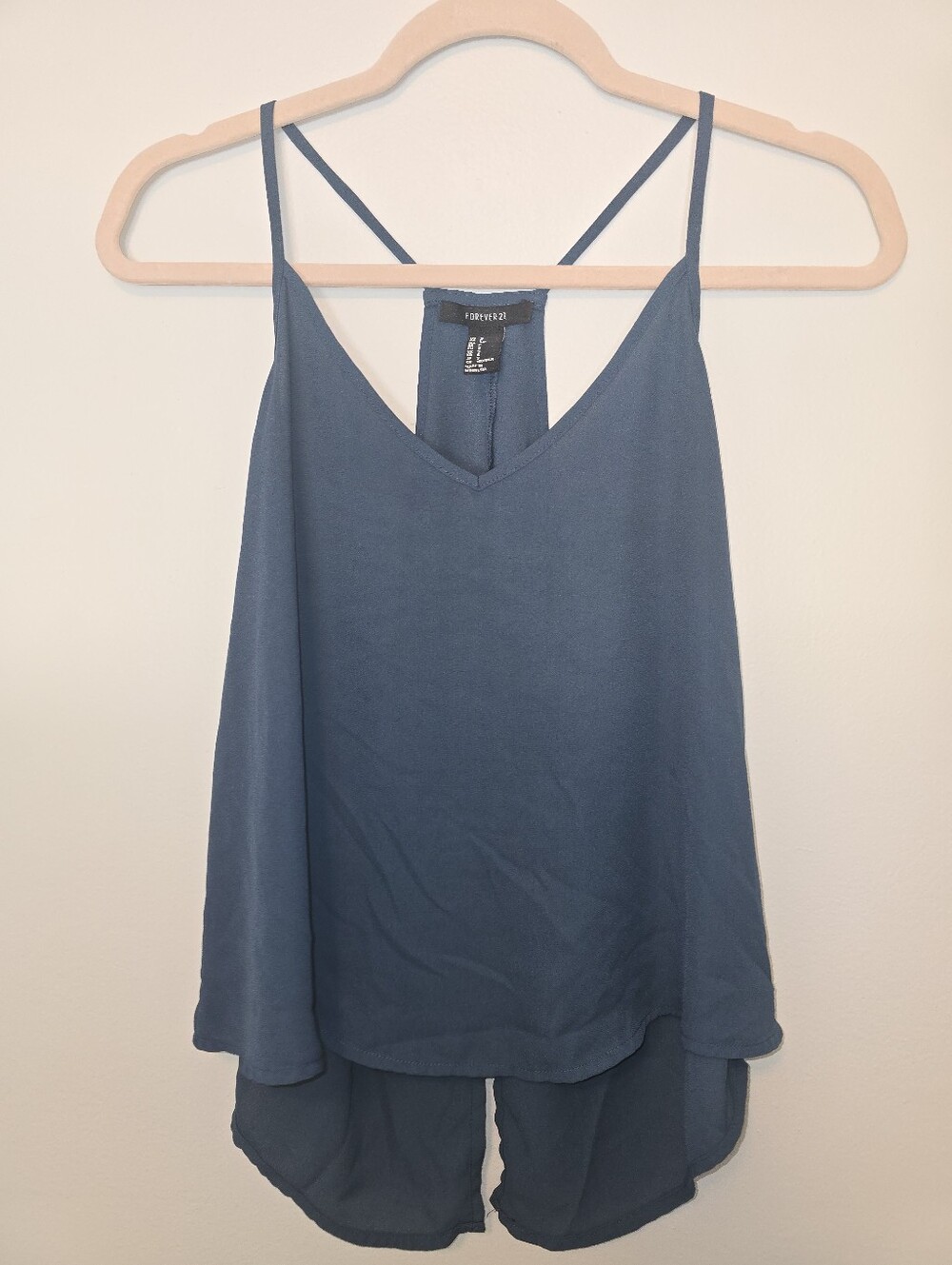 Vintage Forever 21 Sheer Navy Blue V-Neck Split Back Cami